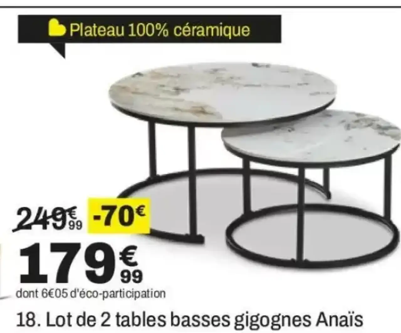 Lot de 2 tables basses gigognes Anaïs