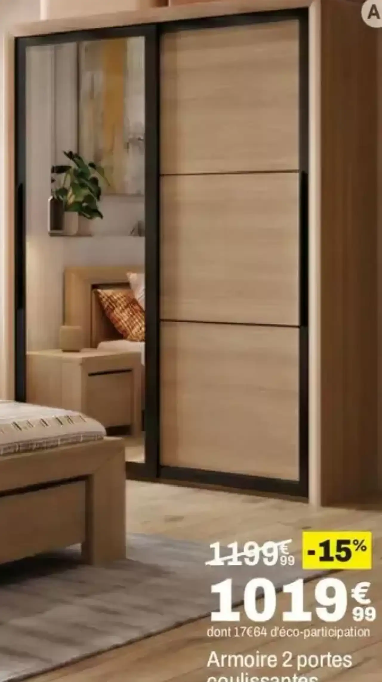 Armoire 2 portes coulissantes Chambre Brugges