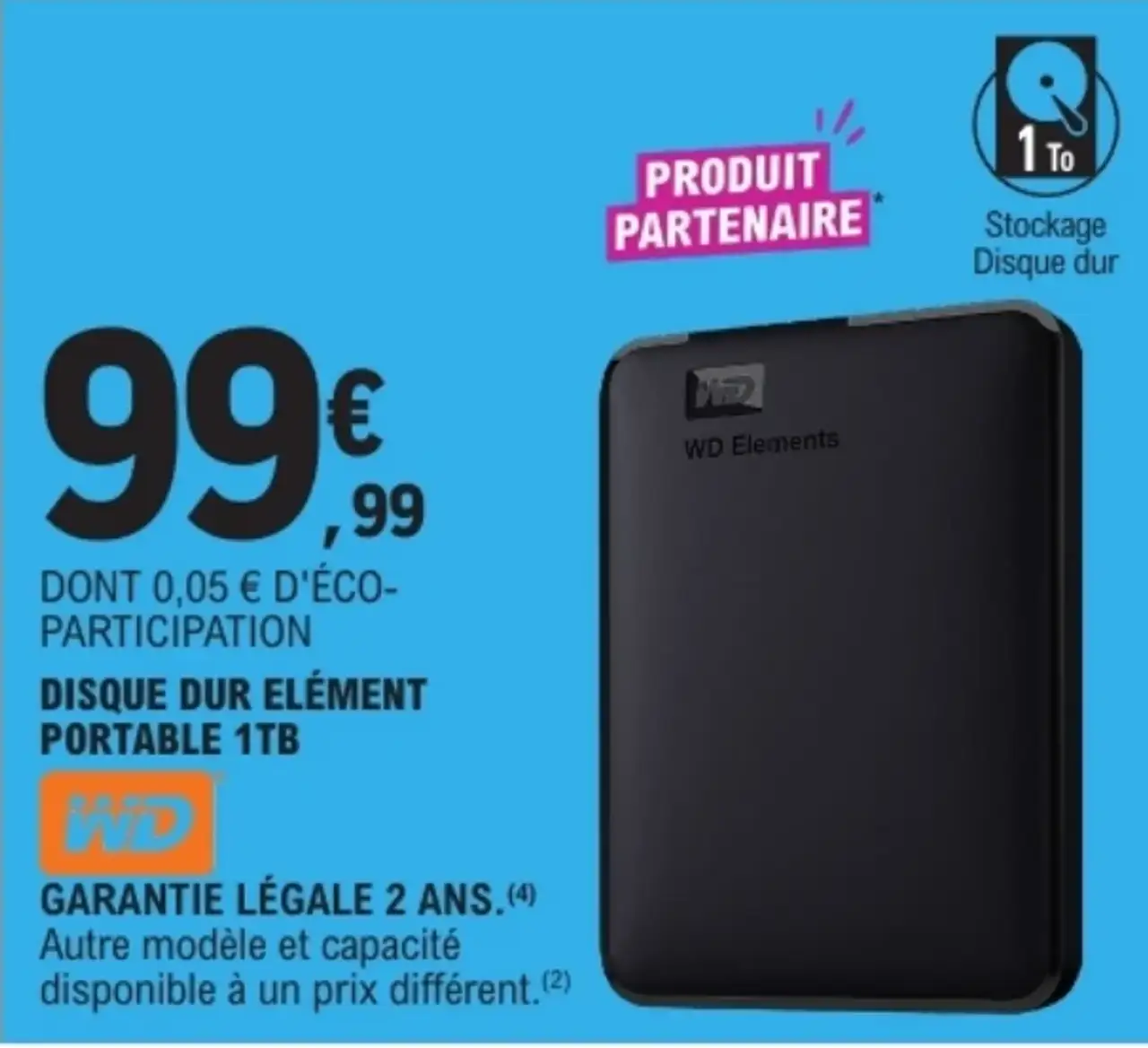 DISQUE DUR ELÉMENT PORTABLE 1TB WD Elements
