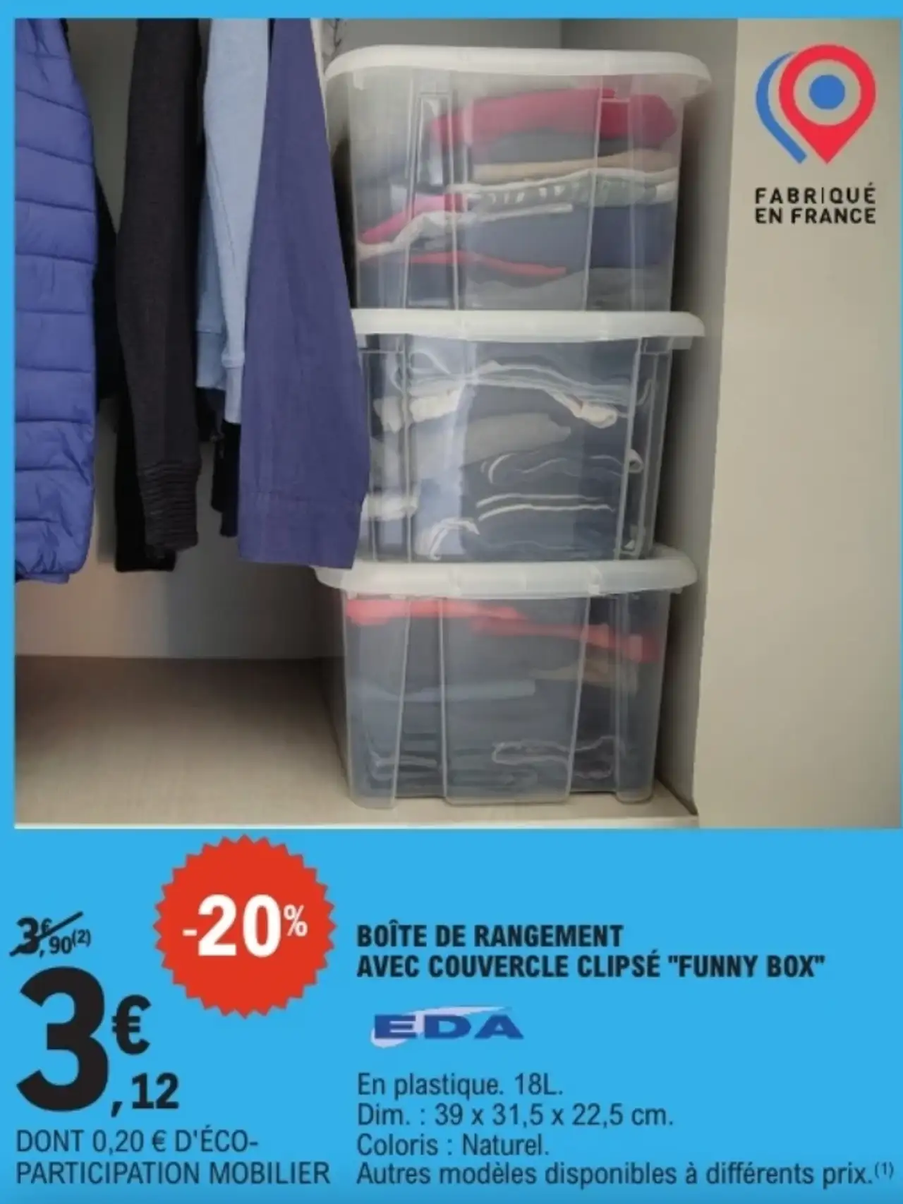 Boîte de rangement avec couvercle clipsé "Funny Box" EDA