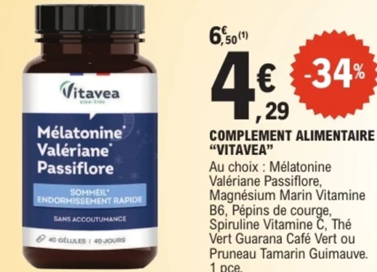 Complément Alimentaire Vitavea Mélatonine Valériane Passiflore
