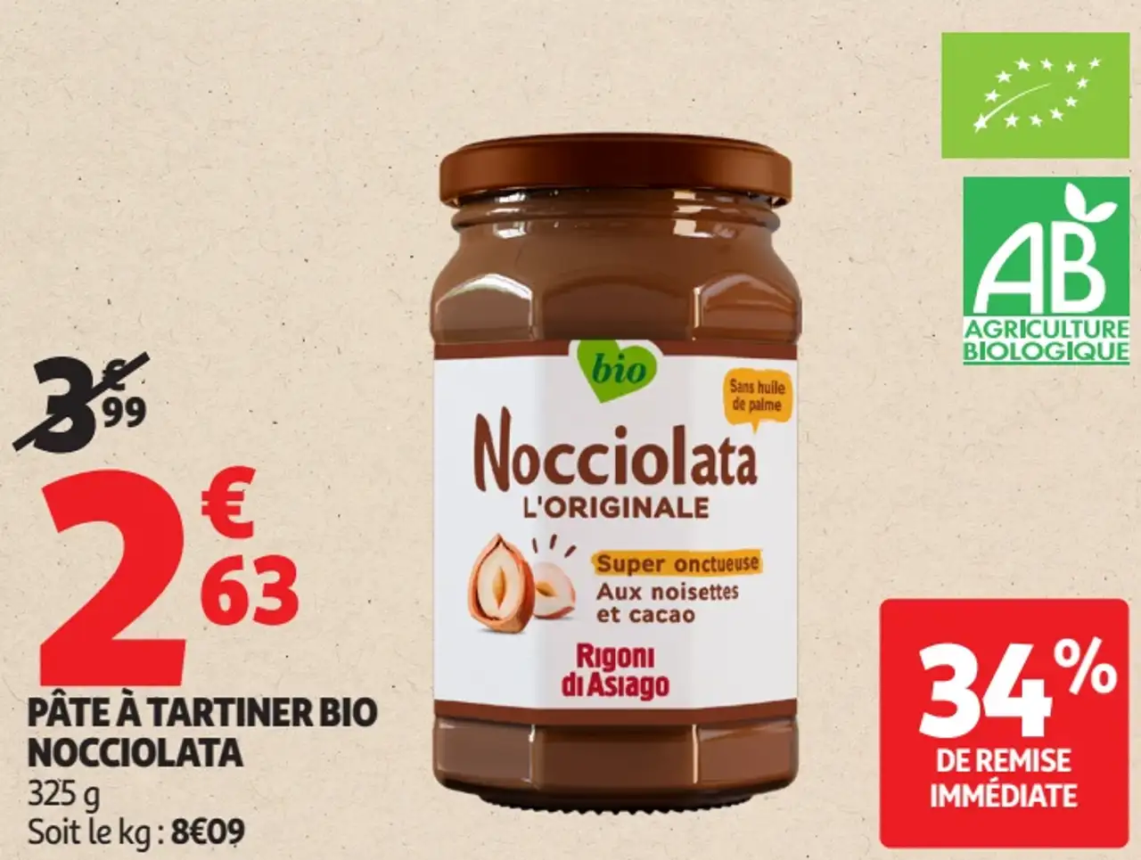 Pâte à tartiner bio Nocciolata Rigoni di Asiago