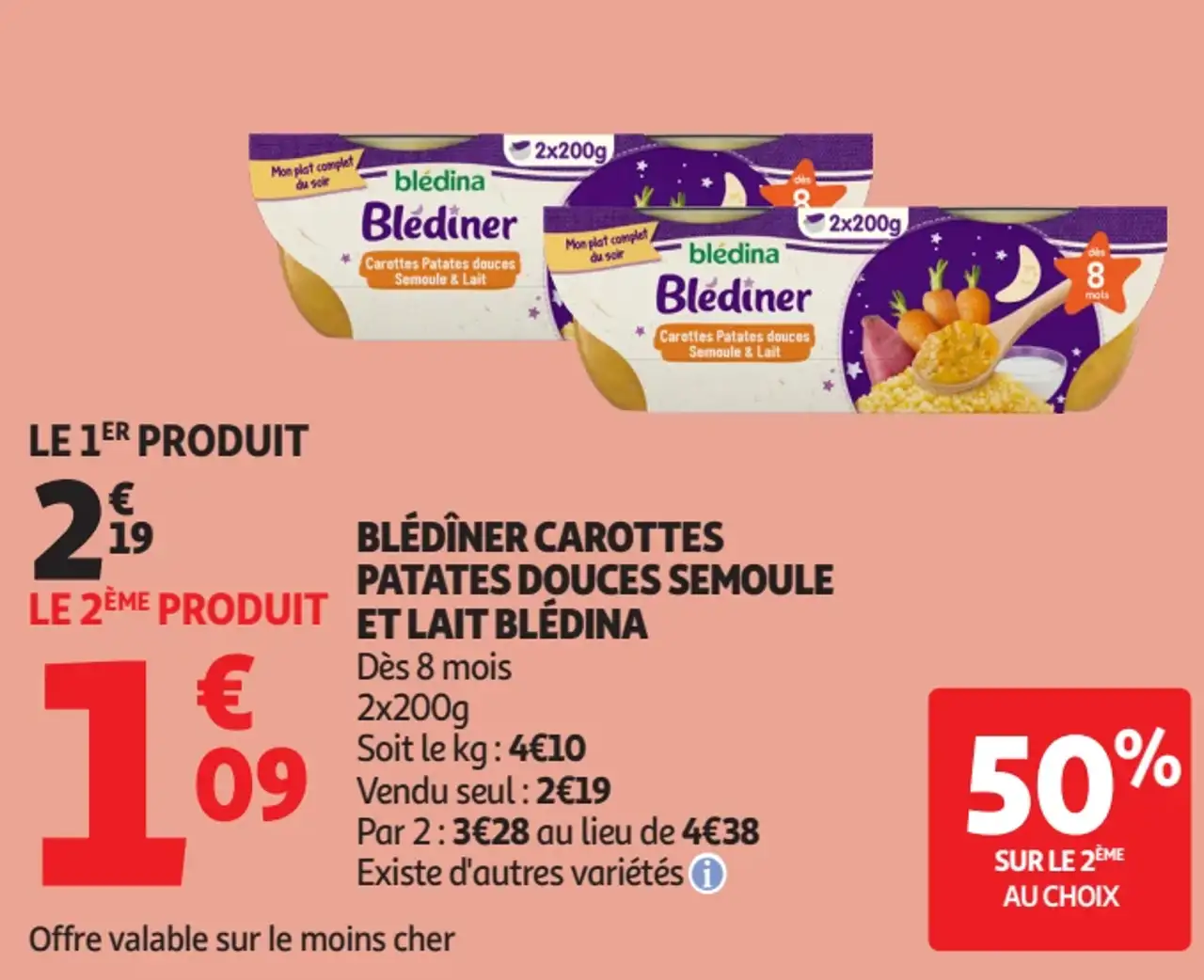 BLÉDINER CAROTTES PATATES DOUCES SEMOULE ET LAIT BLÉDINA
