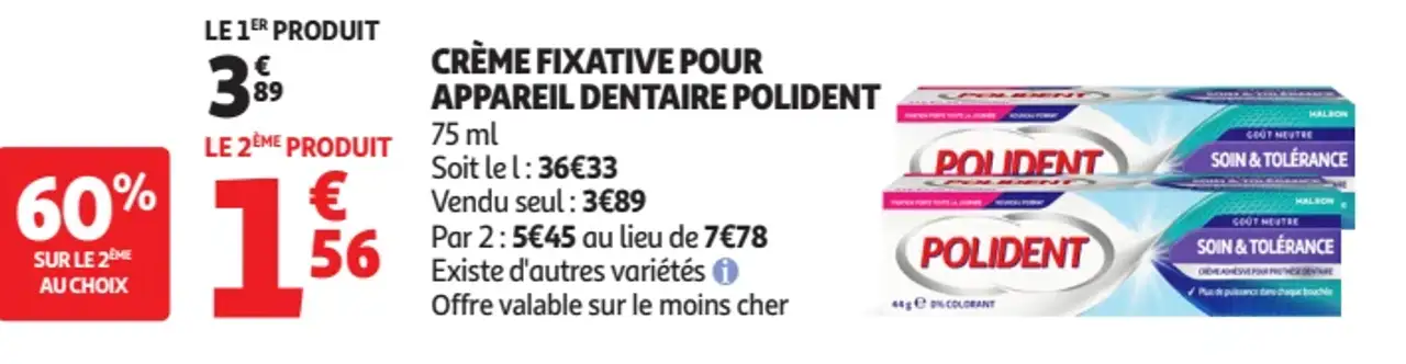 Crème Fixative pour Appareil Dentaire Polident