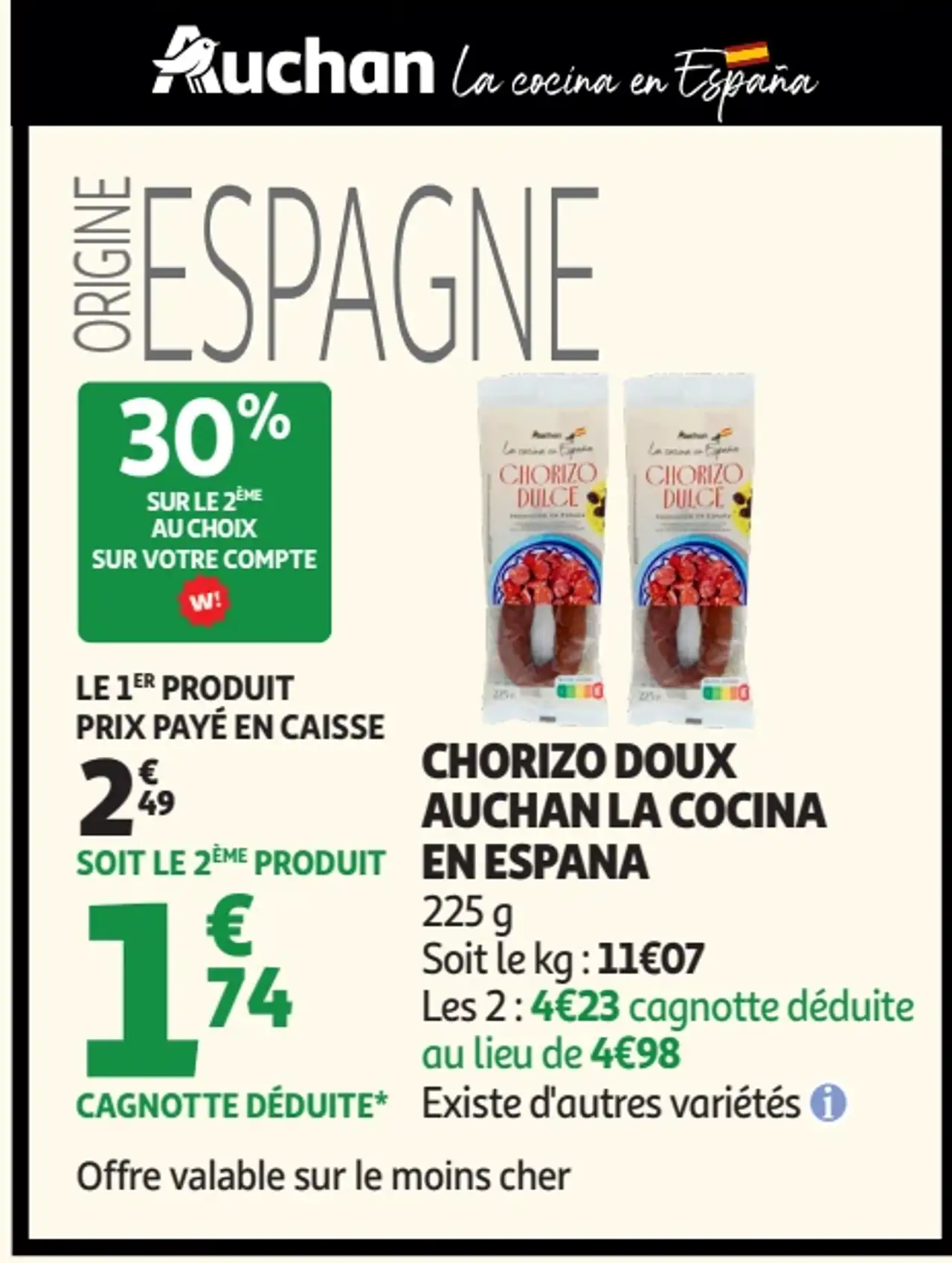 Chorizo doux Auchan La Cocina en España