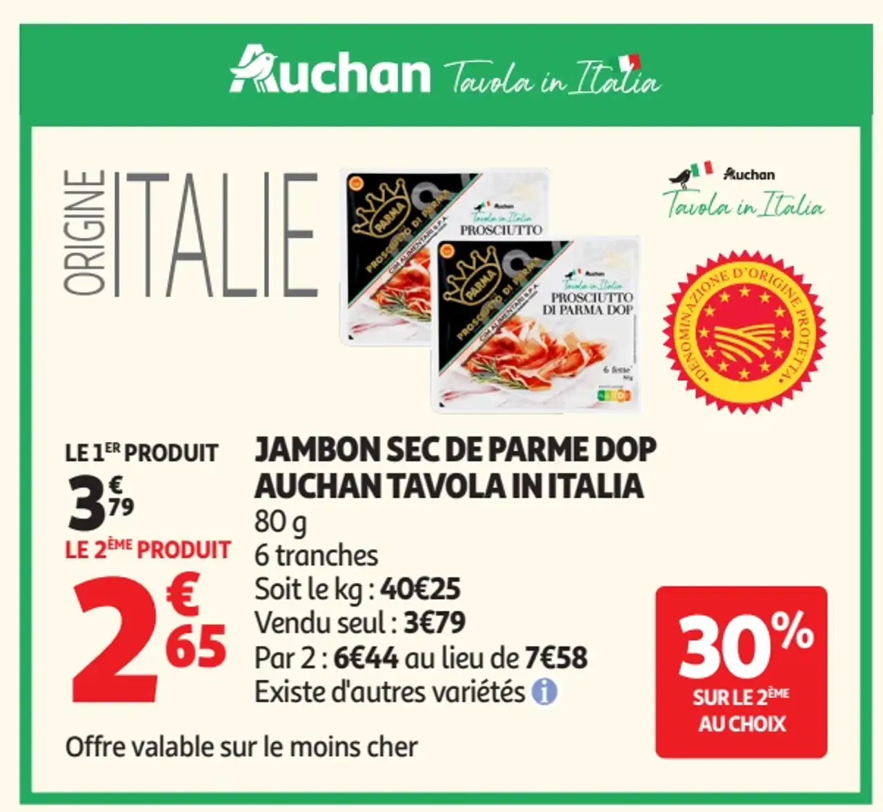 Jambon sec de Parme DOP Auchan Tavola in Italia