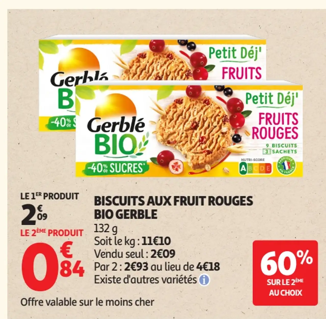BISCUITS AUX FRUIT ROUGES BIO GERBLE