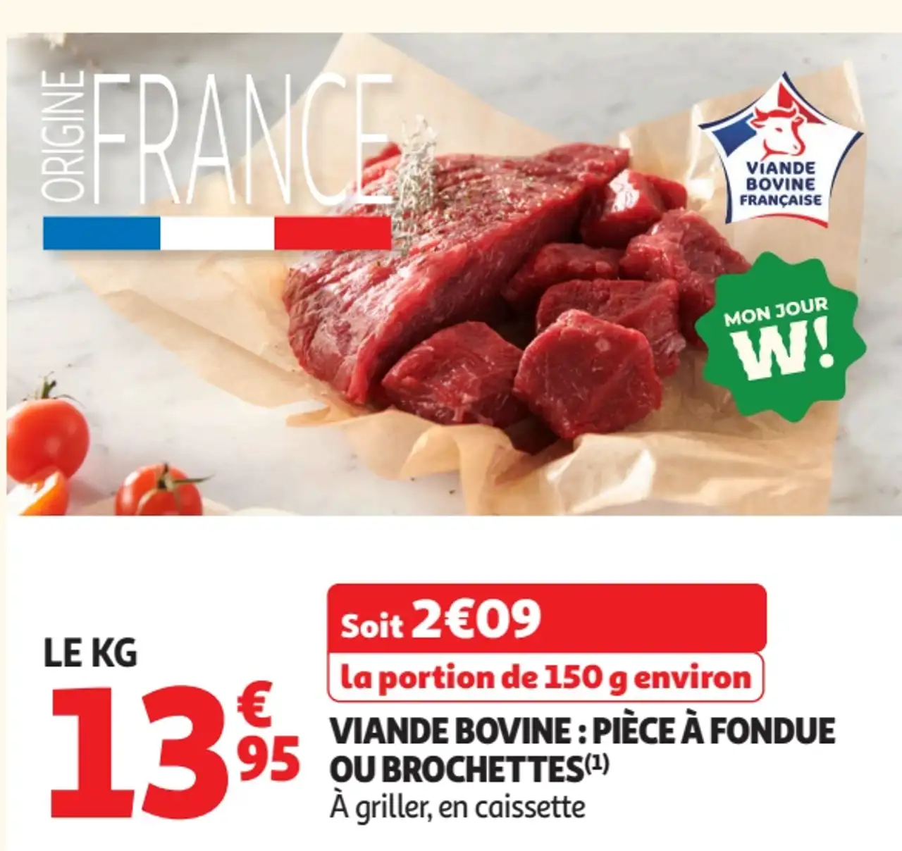 Viande bovine : pièce à fondue ou brochettes
