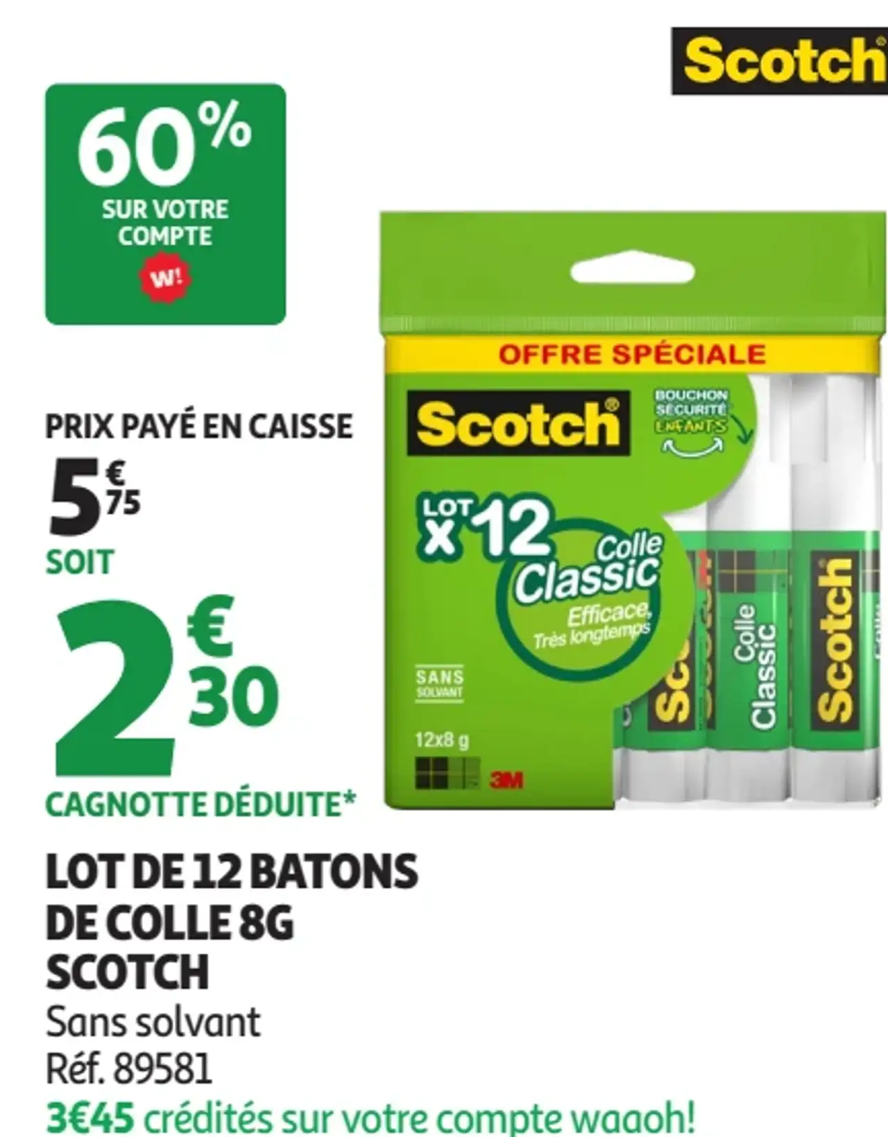 Lot de 12 batons de colle 8g Scotch