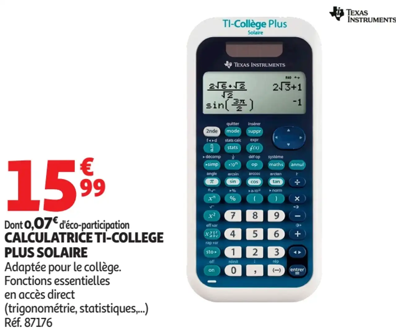 Calculatrice TI-College Plus Solaire