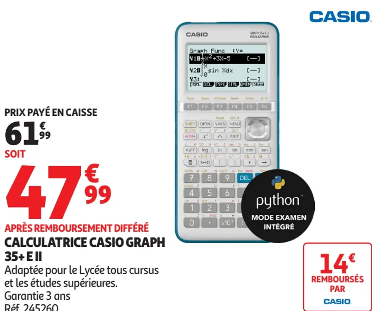 Calculatrice Casio Graph 35+ E II