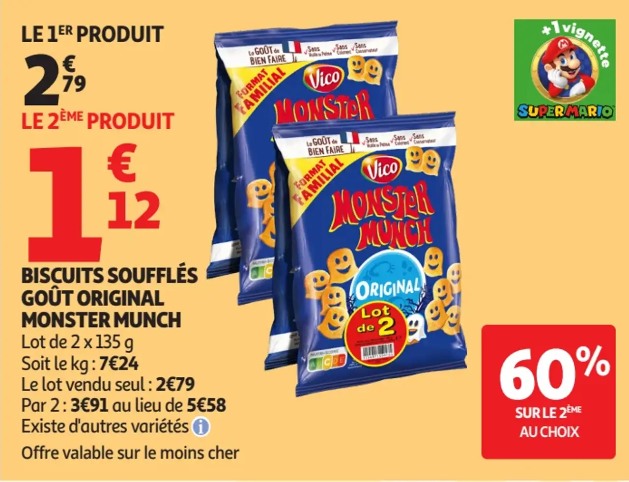 Biscuits soufflés goût original Monster Munch Vico