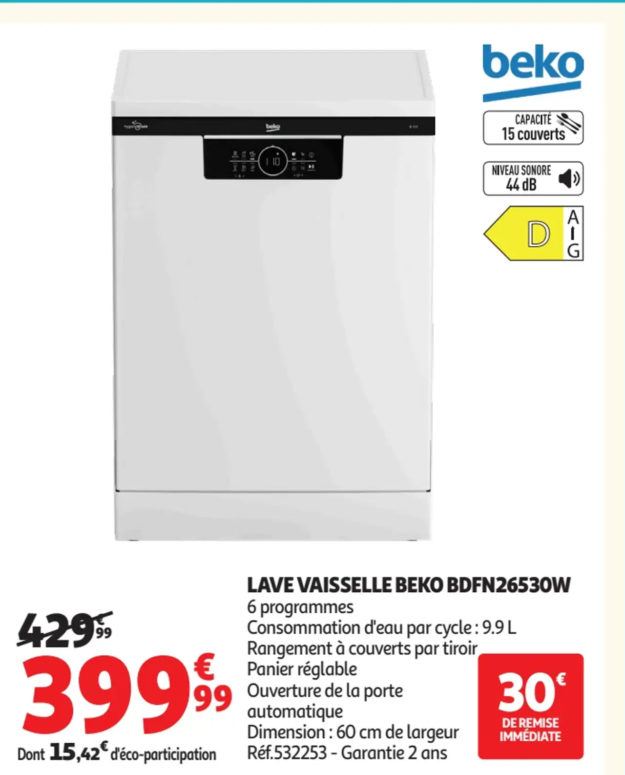 LAVE VAISSELLE BEKO BDFN26530W