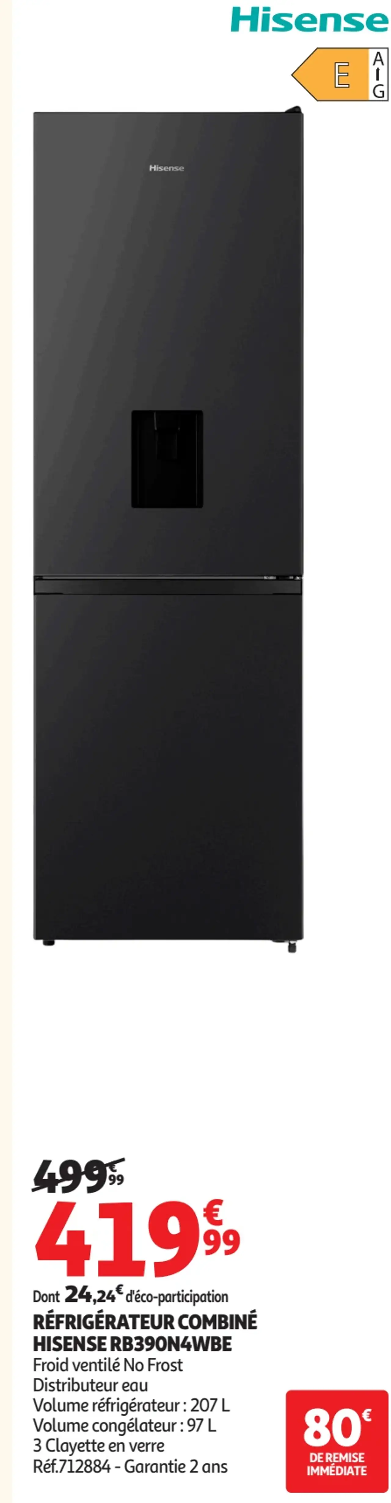 Réfrigérateur combiné HISENSE RB390N4WBE