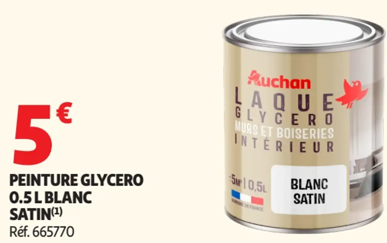 Auchan Peinture Glycero 0.5 L Blanc Satin