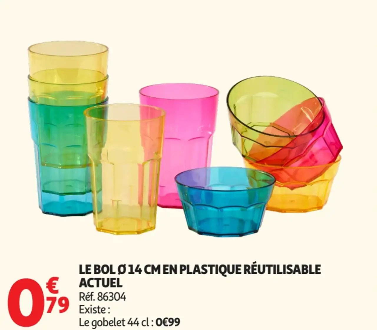 LE BOL Ø 14 CM EN PLASTIQUE RÉUTILISABLE ACTUEL