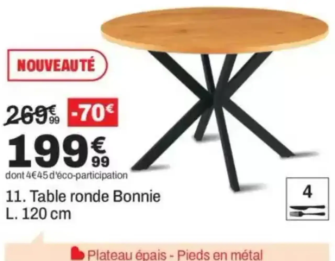 Table ronde Bonnie L. 120 cm