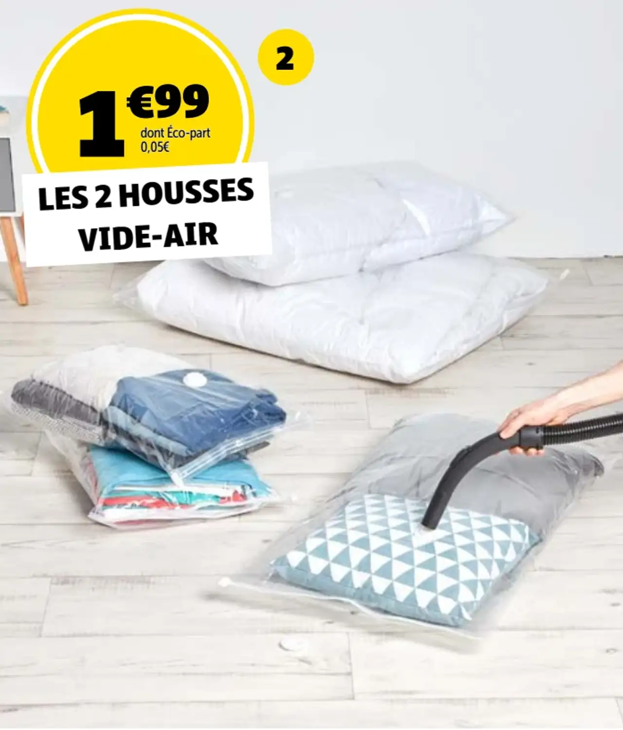2 Housses sous vide Vide-Air (Taille S 50x60 cm / Taille M 70x120 cm)