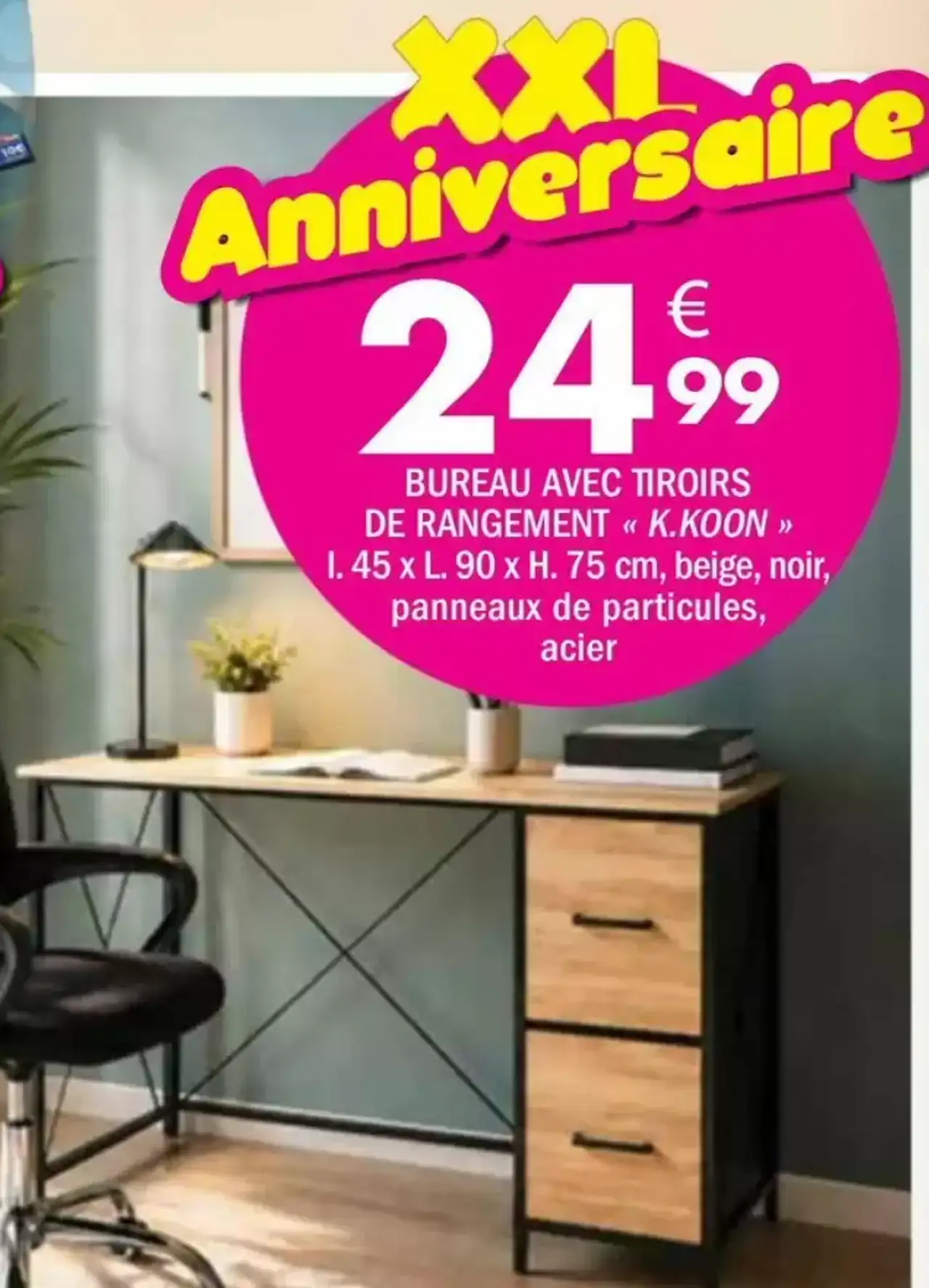 Bureau avec tiroirs de rangement K.Koon