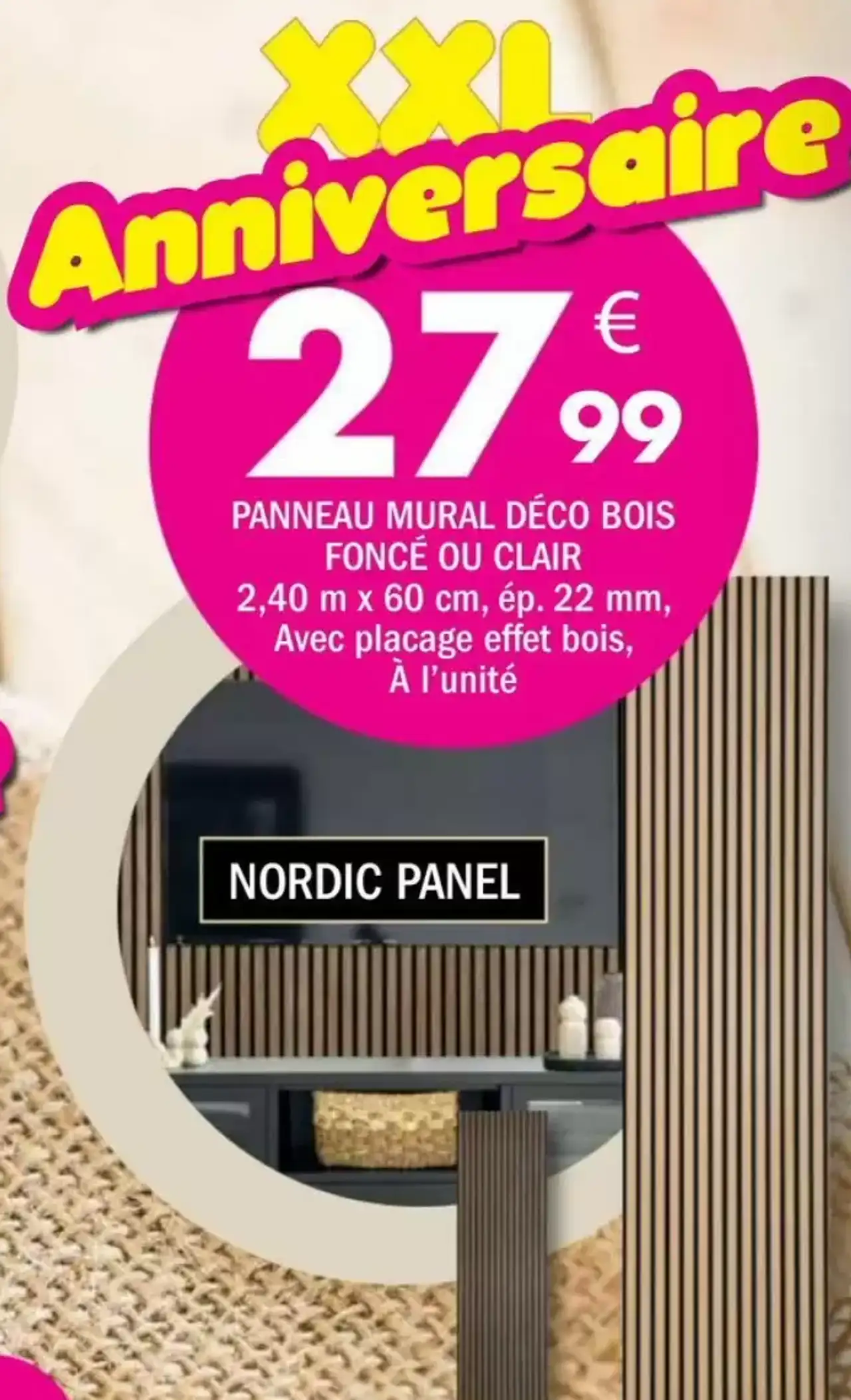 Panneau mural déco bois foncé ou clair Nordic Panel