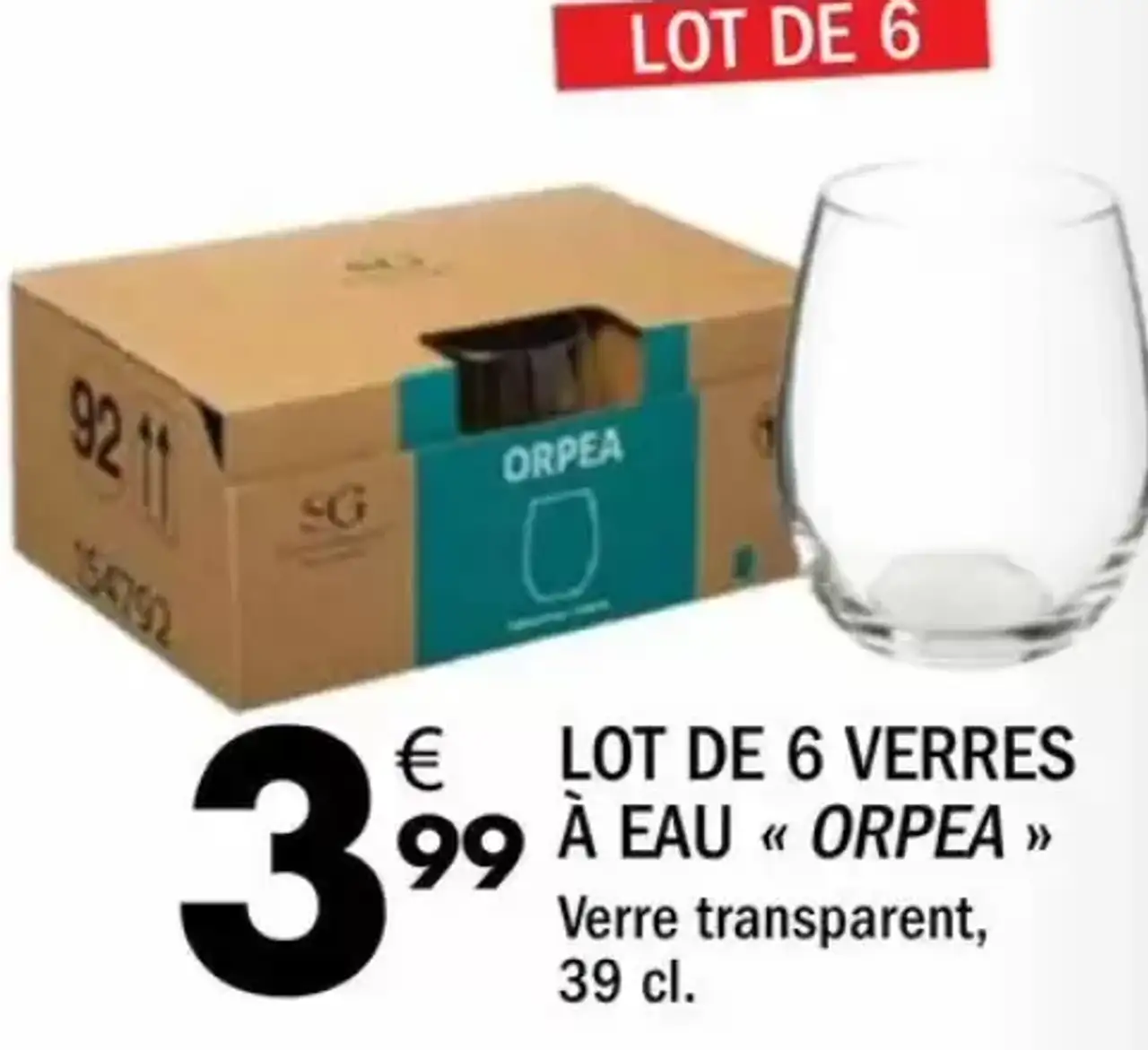 Lot de 6 verres à eau « Orpea »