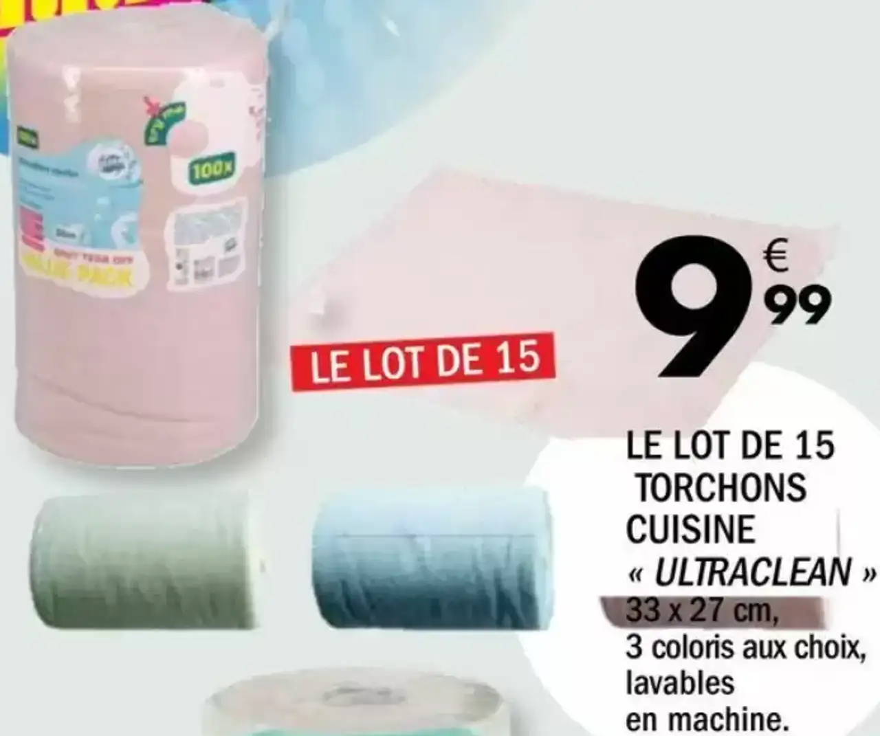 Le lot de 15 torchons cuisine « Ultraclean »