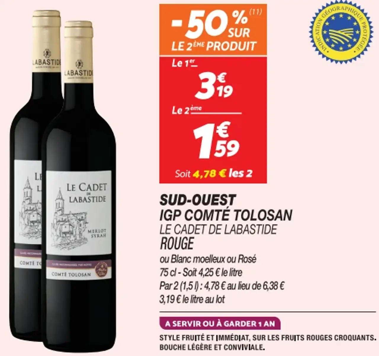 Sud-Ouest IGP Comté Tolosan Le Cadet de Labastide Rouge