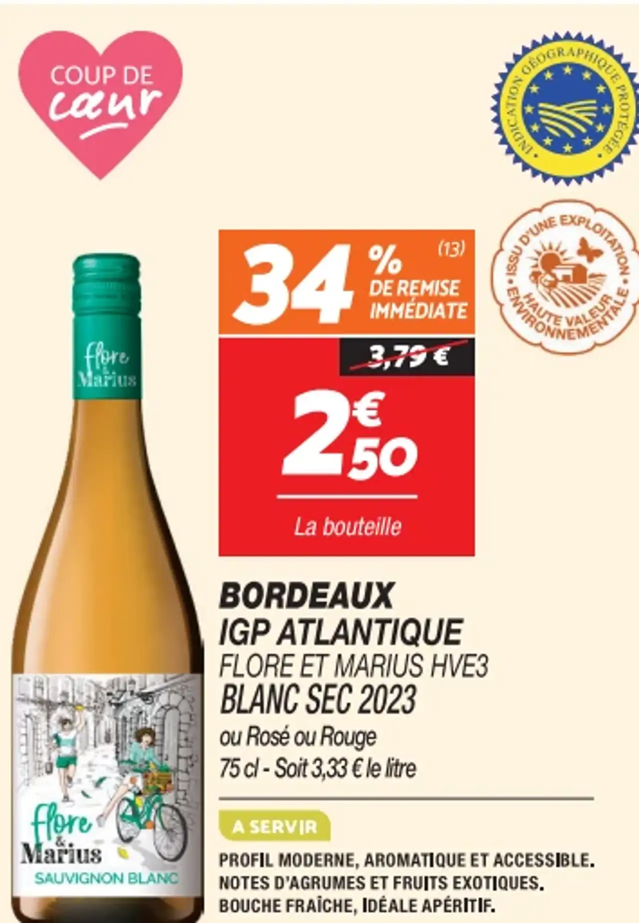 Flore & Marius Bordeaux IGP Atlantique Blanc Sec 2023