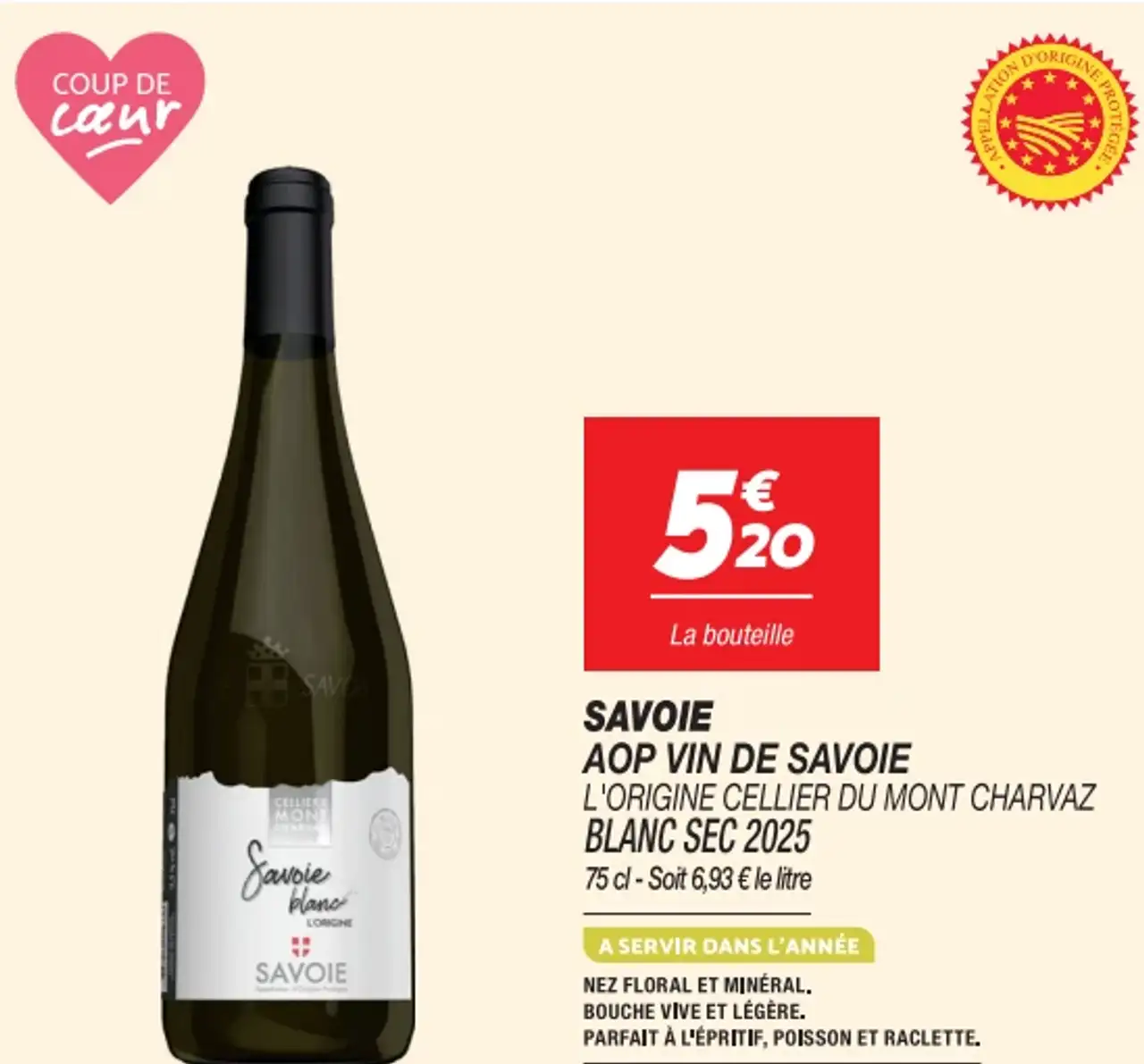 L'Origine Cellier du Mont Charvaz Blanc Sec 2025 AOP Vin de Savoie