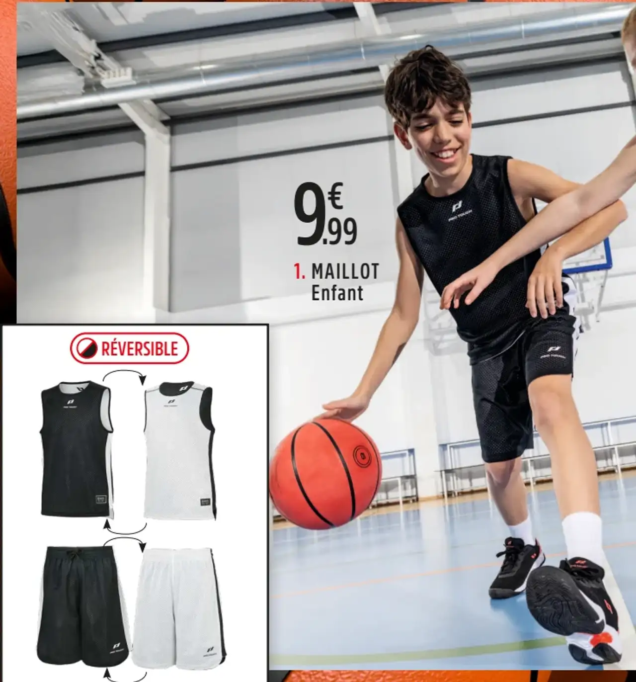 Maillot de basketball tank réversible enfant Pro Touch