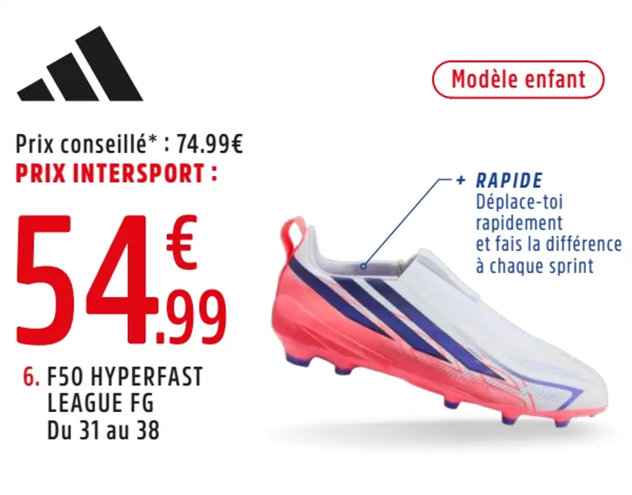 Chaussures moulées Adidas F50 Hyperfast League FG Enfant