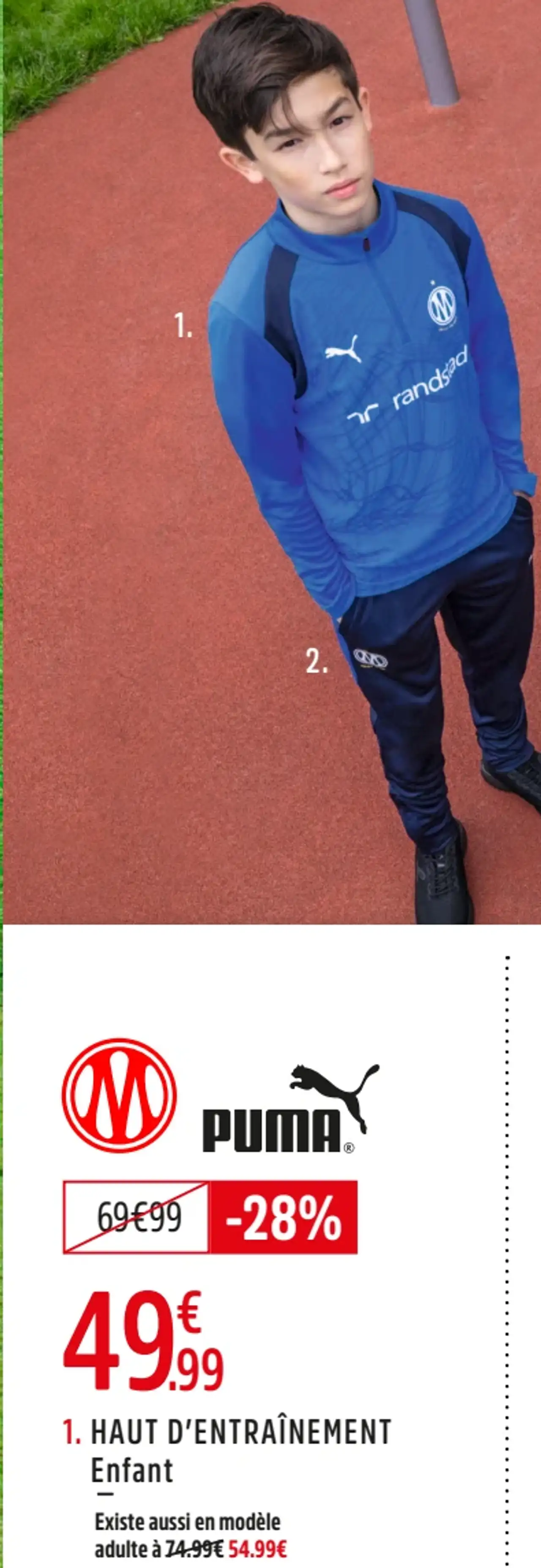 HAUT D'ENTRAÎNEMENT DE FOOTBALL OM TRAINING - PUMA Enfant