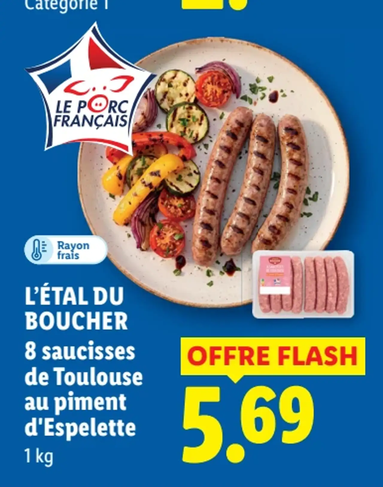 L'ÉTAL DU BOUCHER 8 saucisses de Toulouse au piment d'Espelette