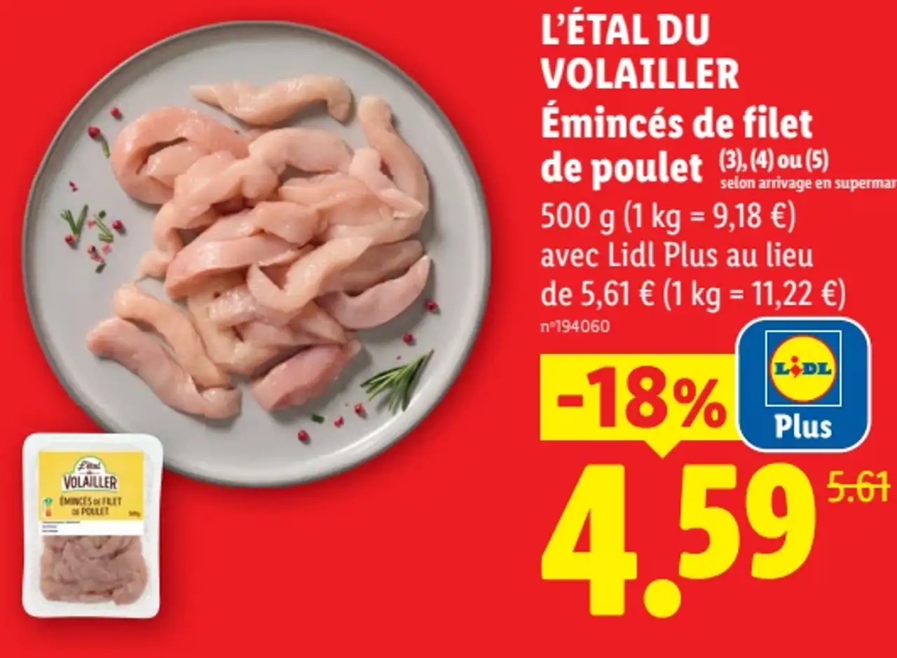 Émincés de filet de poulet L'étal du Volailler