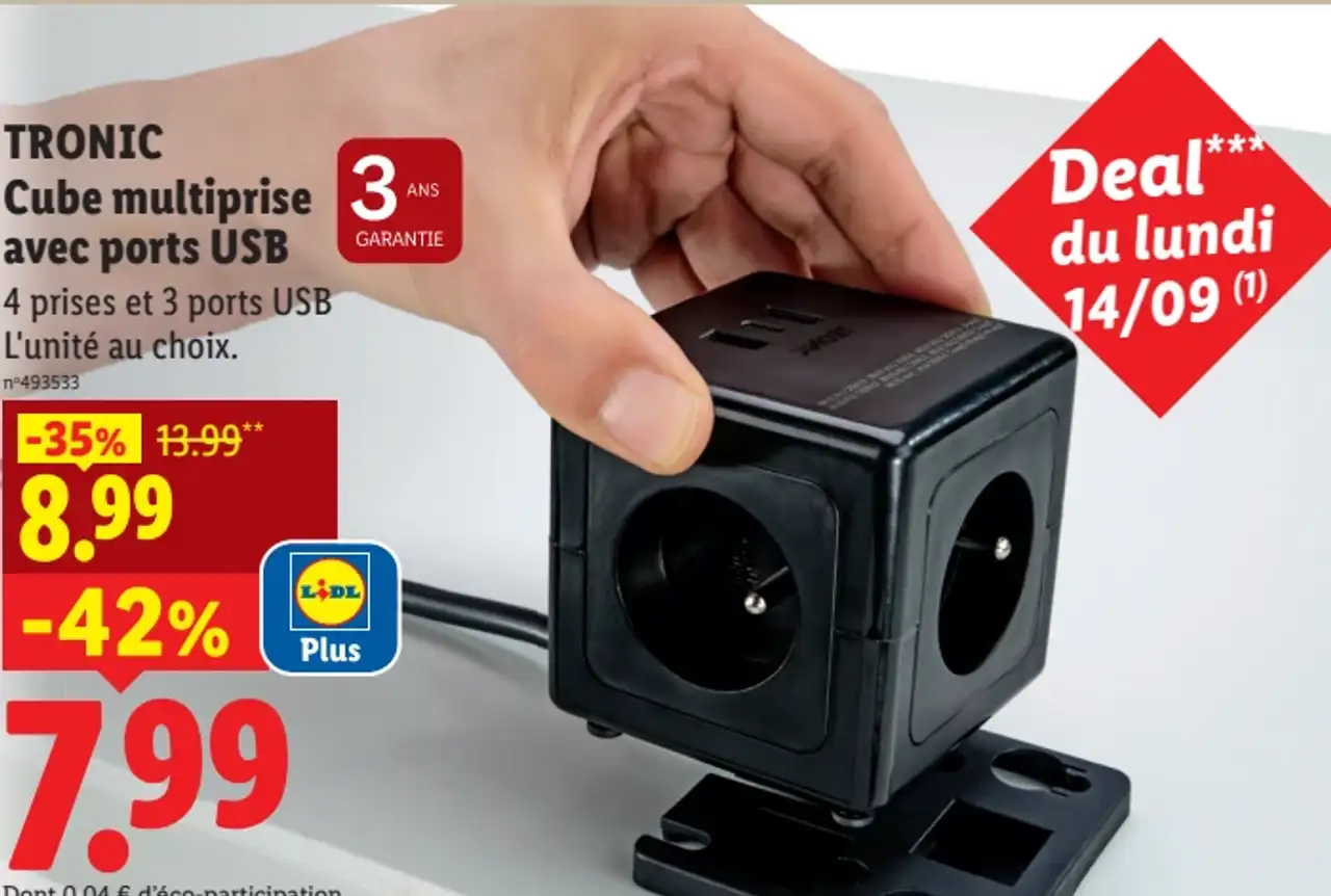 TRONIC Cube multiprise avec ports USB