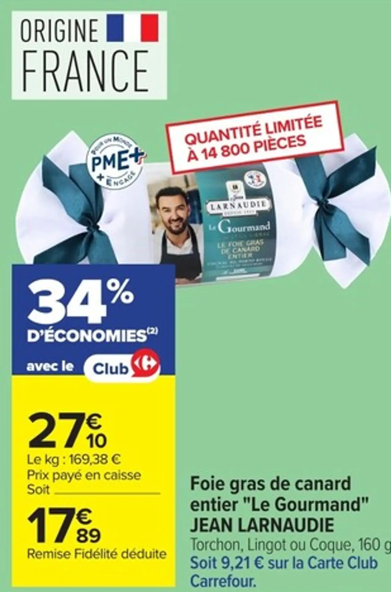 Foie gras de canard entier "Le Gourmand" JEAN LARNAUDIE