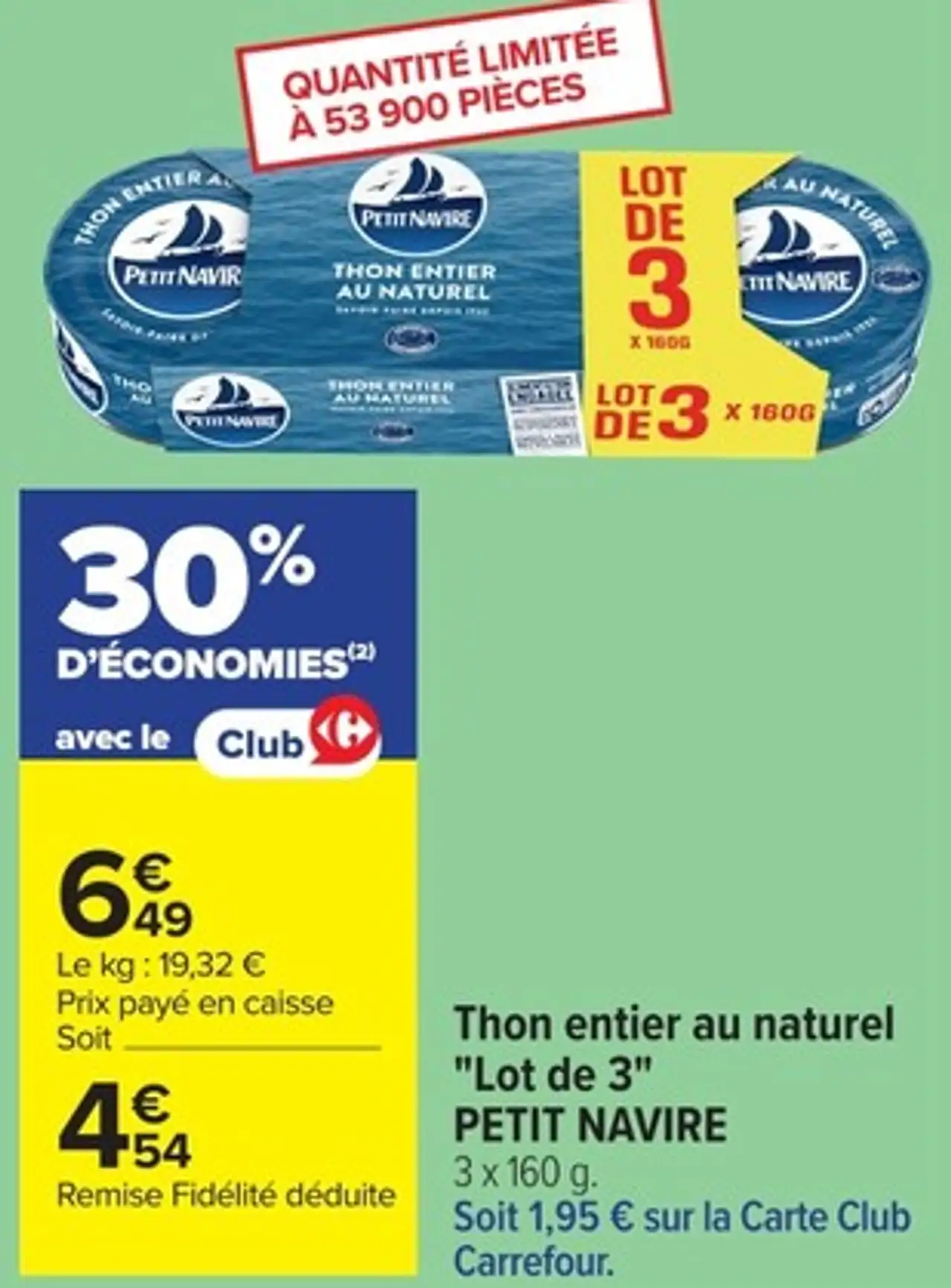 Thon entier au naturel "Lot de 3" PETIT NAVIRE