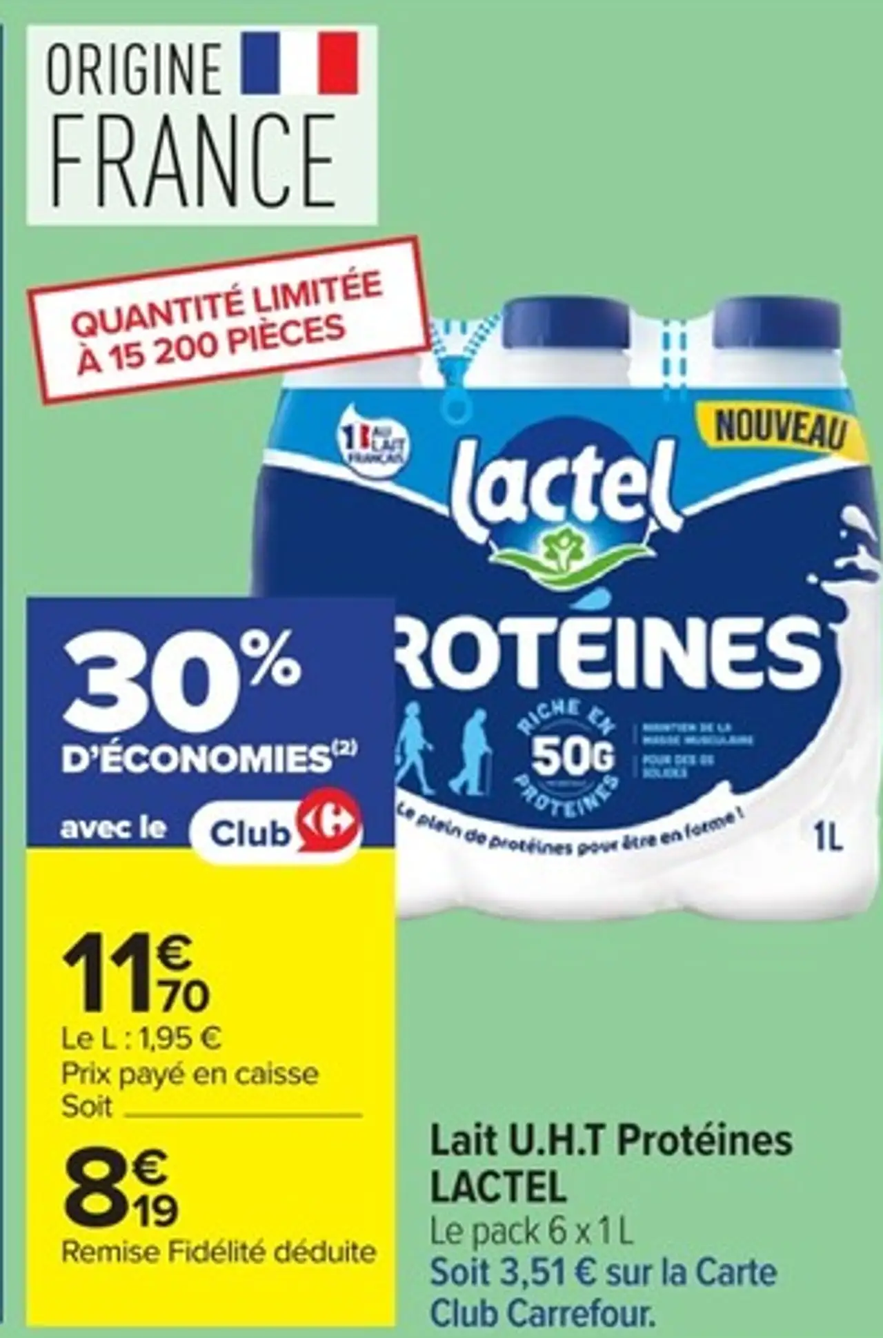 Lait U.H.T Protéines LACTEL