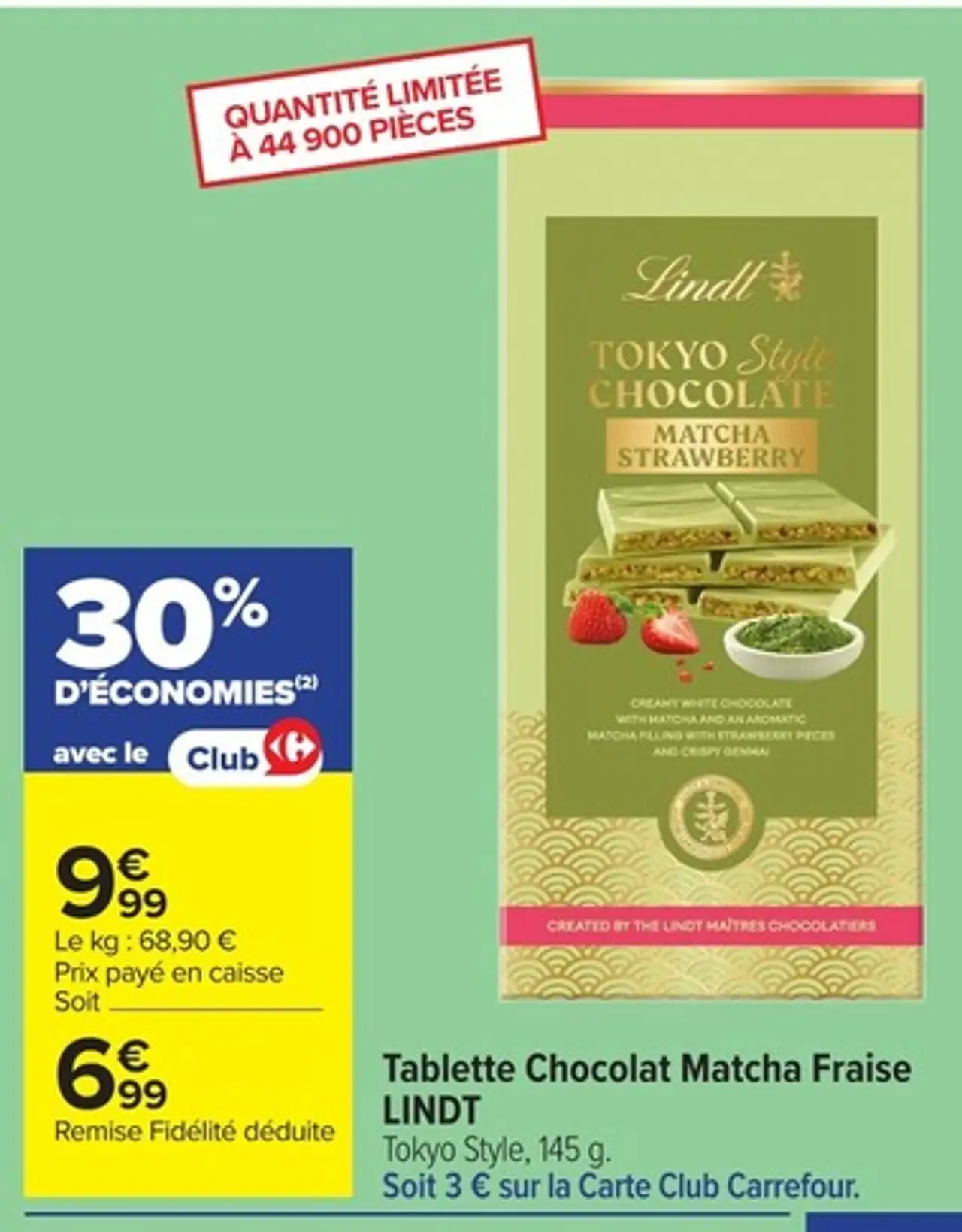 Tablette Chocolat Matcha Fraise LINDT Tokyo Style