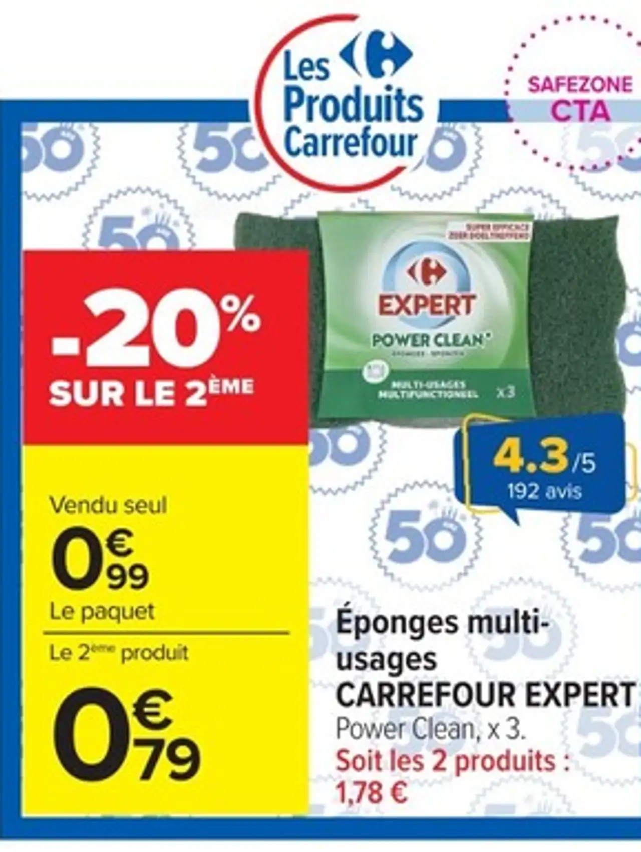 Éponges multi-usages CARREFOUR EXPERT Power Clean