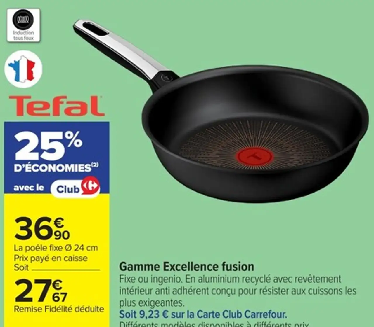 Tefal Poêle fixe Ø 24 cm Gamme Excellence fusion