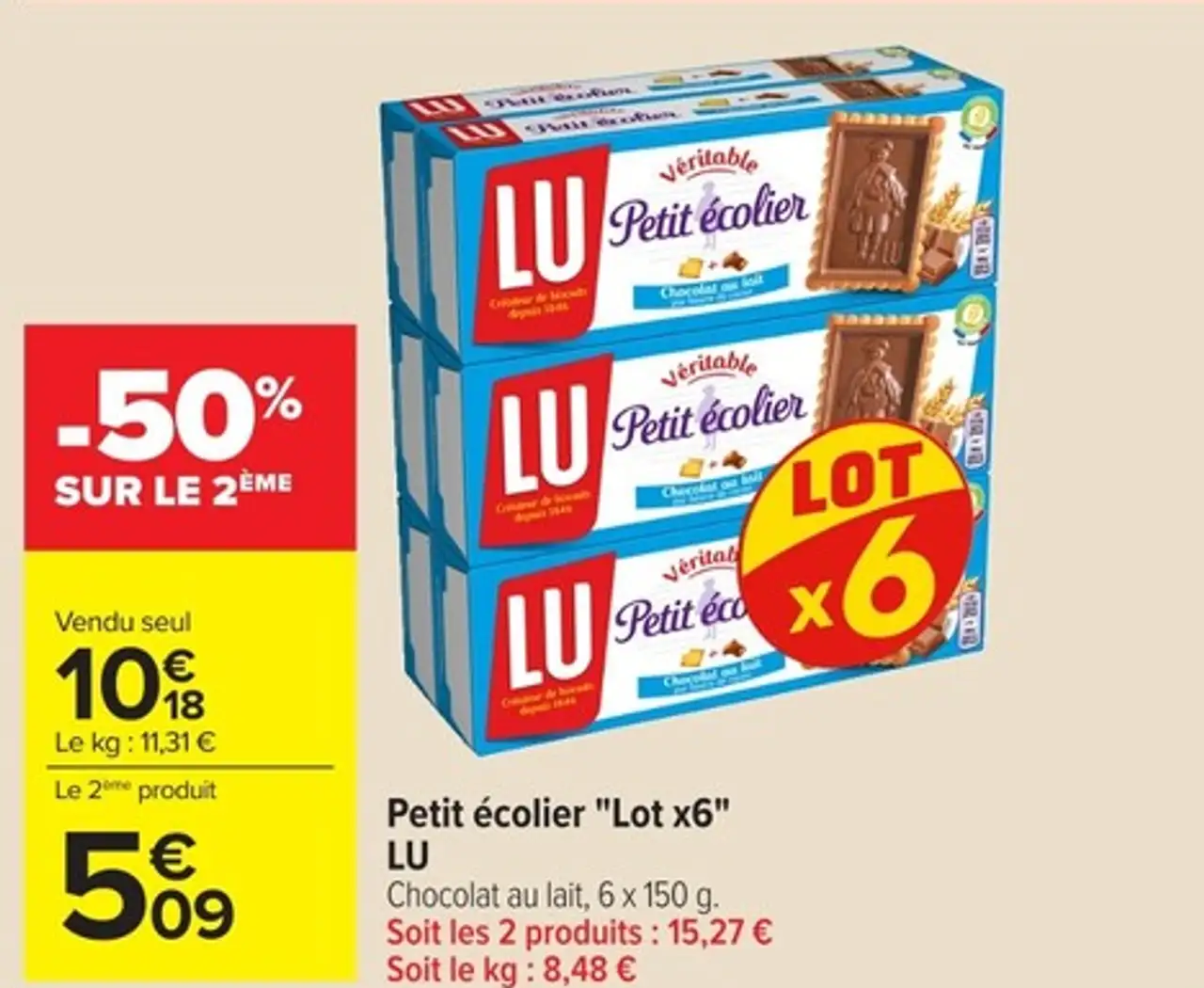 Petit écolier "Lot x6" Chocolat au lait LU