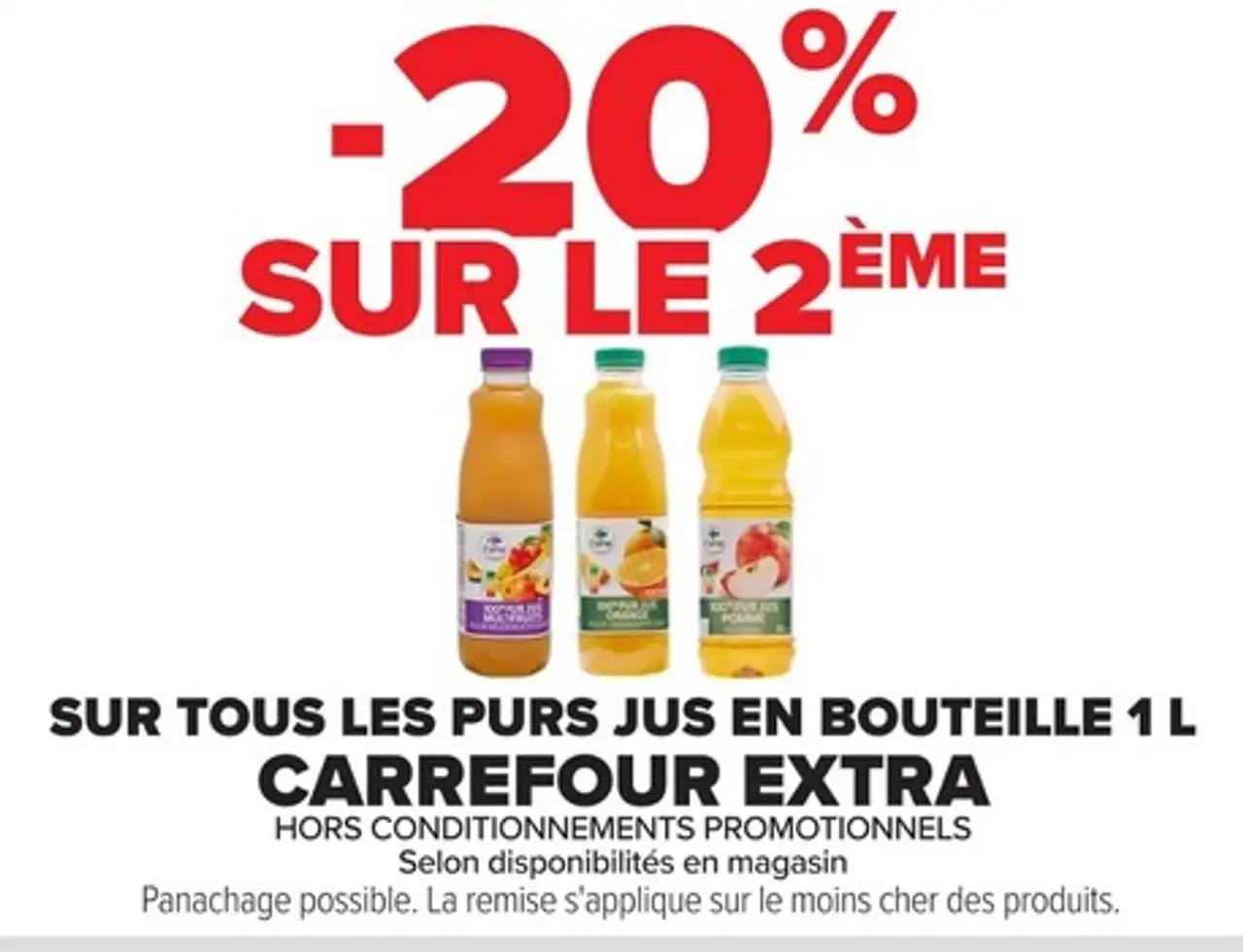 Purs jus en bouteille 1 L Carrefour Extra