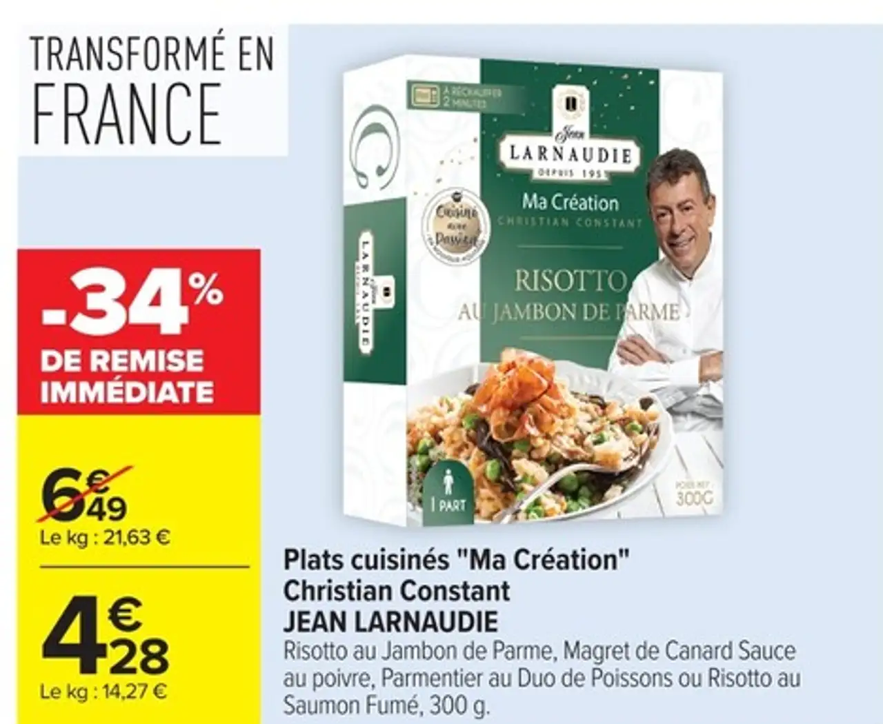 Plats cuisinés "Ma Création" Christian Constant Jean Larnaudie