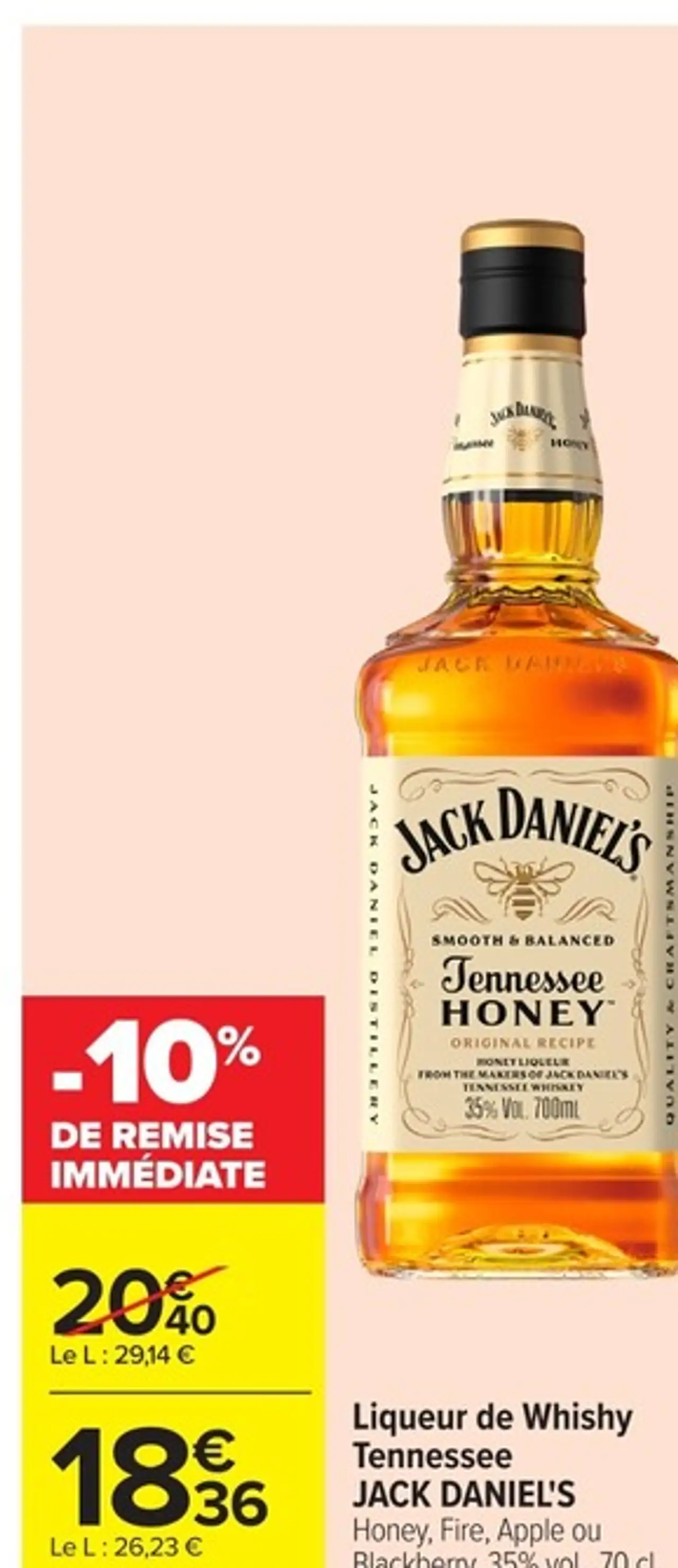 Liqueur de Whisky Tennessee JACK DANIEL'S Honey, Fire, Apple ou Blackberry
