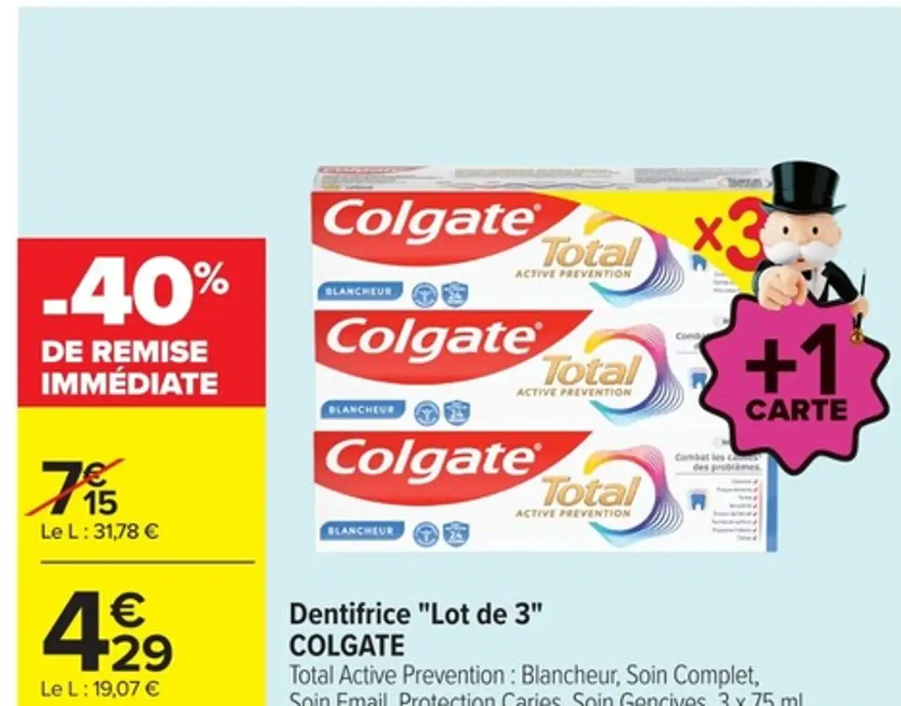 Dentifrice "Lot de 3" COLGATE Total Active Prevention