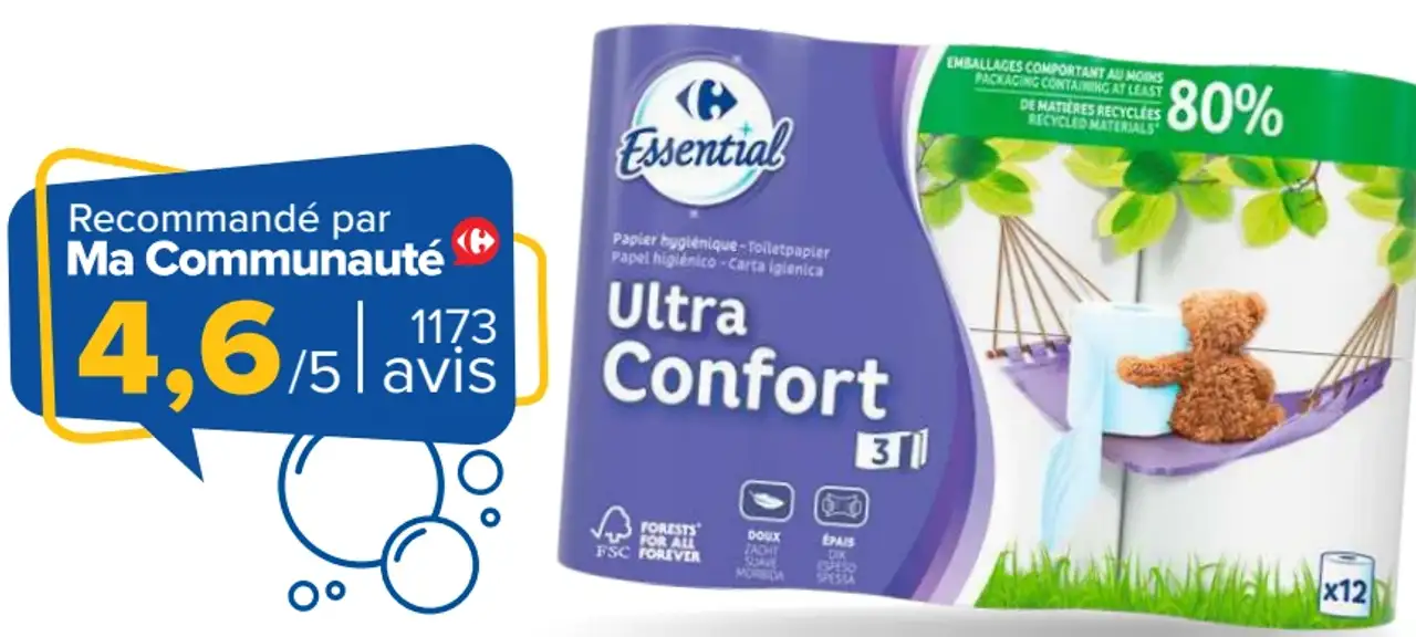 Carrefour Essential Papier hygiénique Ultra Confort x12