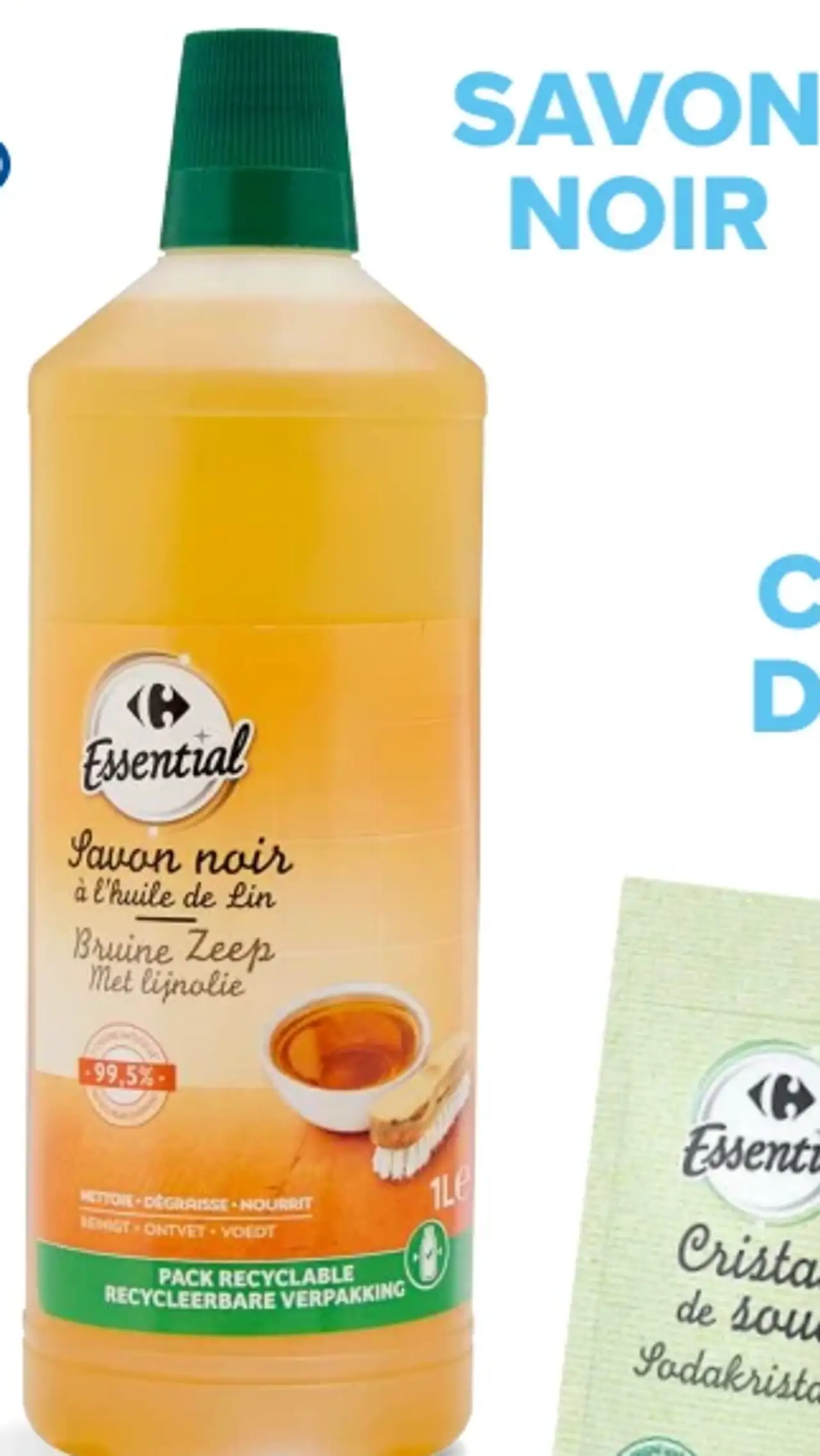 Savon noir à l'huile de Lin Carrefour Essential