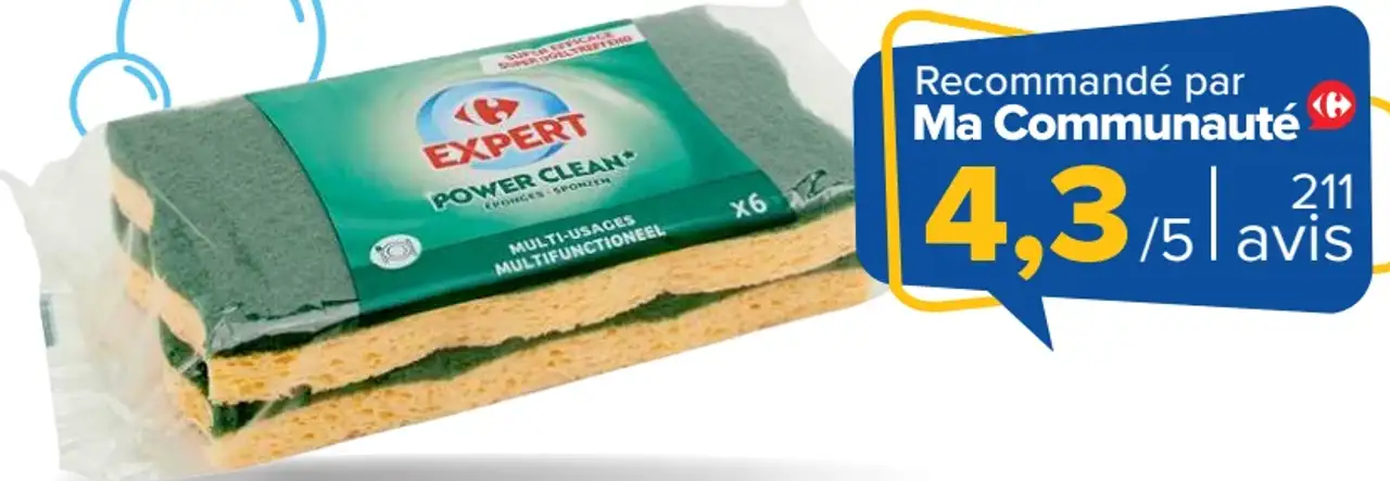 Éponges multi-usages Carrefour Expert Power Clean