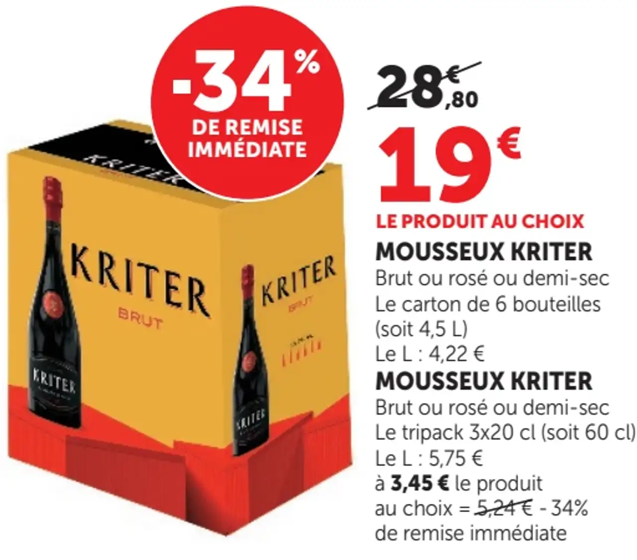 Mousseux Kriter Brut ou rosé ou demi-sec